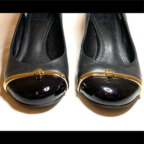 Tory Burch Pacey Cap-Toe Wedge Pump, Black - Picture 7 of 7